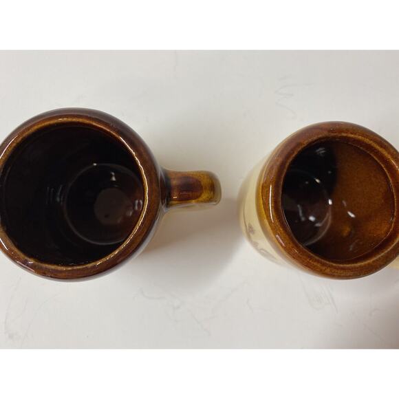 2 Coffee Tea Cups Vintage Brown Glaze Wheat Flower Theme Made in Japan Mugs 70s - Picture 2 of 6